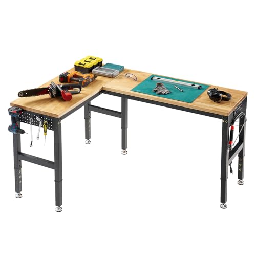 SPECRAFT 68"x48" L-Shaped Workbench with Power Strip