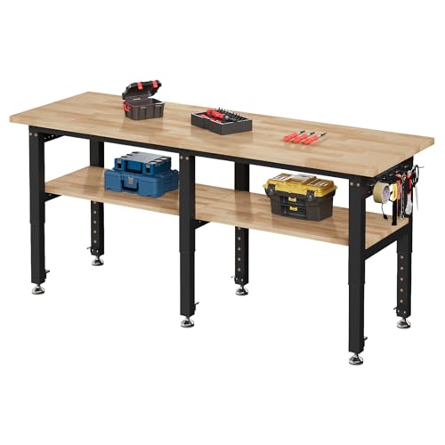 SPECRAFT 72"x24" 2-Tier Adjustable Workbench with 4 AC Outlet and 2 USB Ports Power Outlets