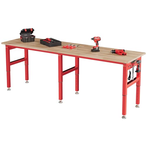 SPECRAFT 96" Red Adjustable Heavy Duty Workbench with 4 AC Outlet and 2 USB Ports Power Outlets